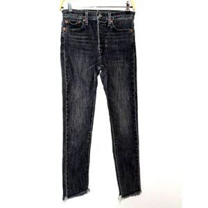 Levi's Wedgie Skinny Black Button Fly Cropped Jeans Size 27